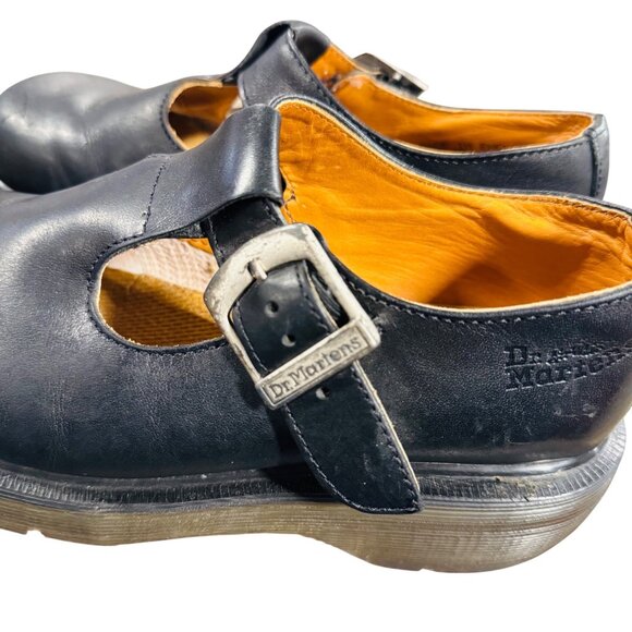 Dr Martens Mary Jane Size 4 T-strap Polley  platform double sole Black Leather - Picture 7 of 13